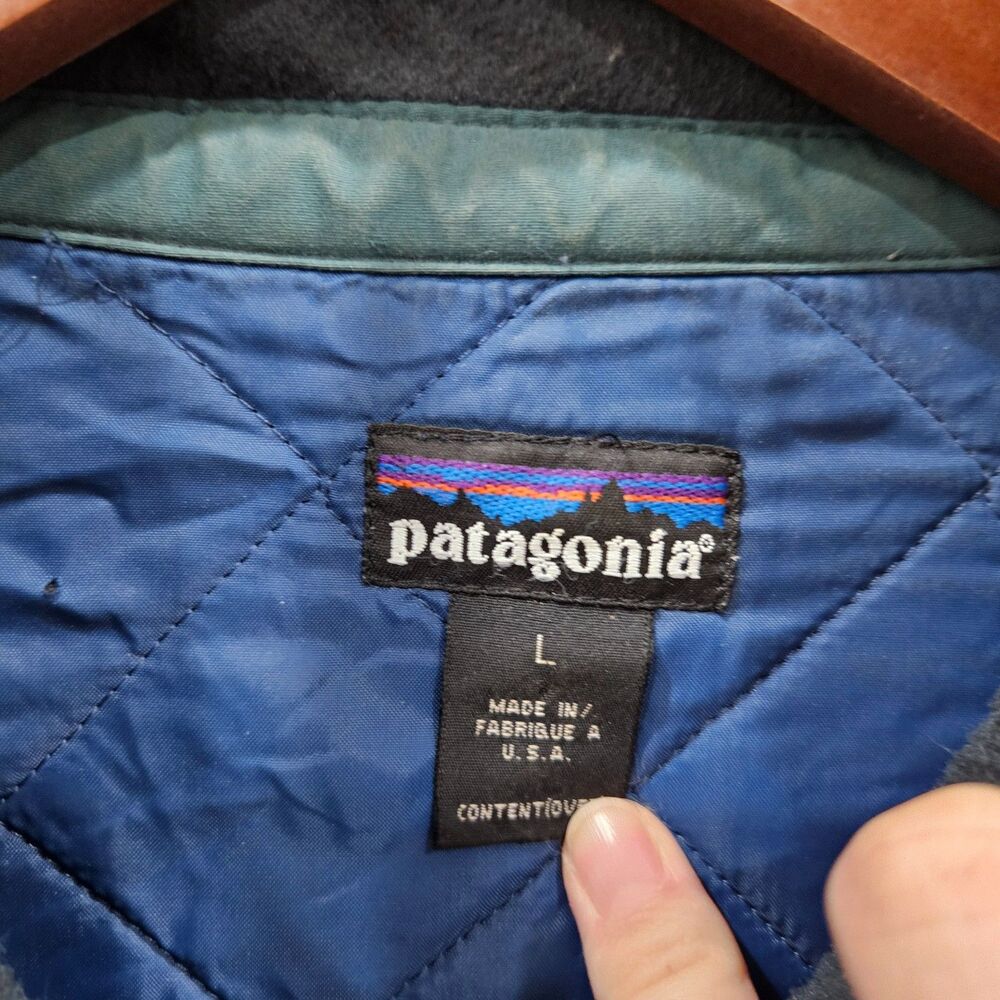 Vintage Patagonia Tehuelche Fleece Chore Coat Large Blue Quilted USA Layers 90s - Picture 4 of 16